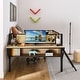 preview thumbnail 2 of 19, Single metal loft bed with rectangular desk, LED lights