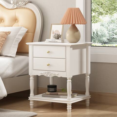 Rustic Farmhouse Accent End Table Nightstand Side Tables White Lacquer