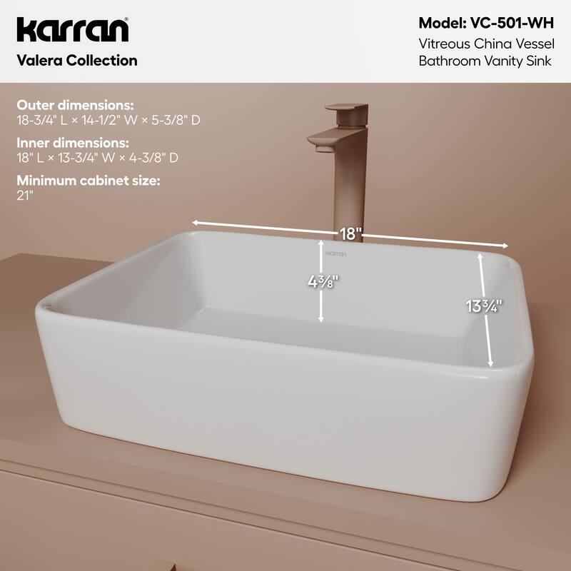 Karran Valera 19" Vitreous China Vessel Bathroom Sink in White