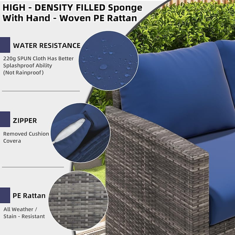 AECOJOY 7 Pieces Patio Furniture Set Outdoor Sectional Sofa Rattan Conversation Set