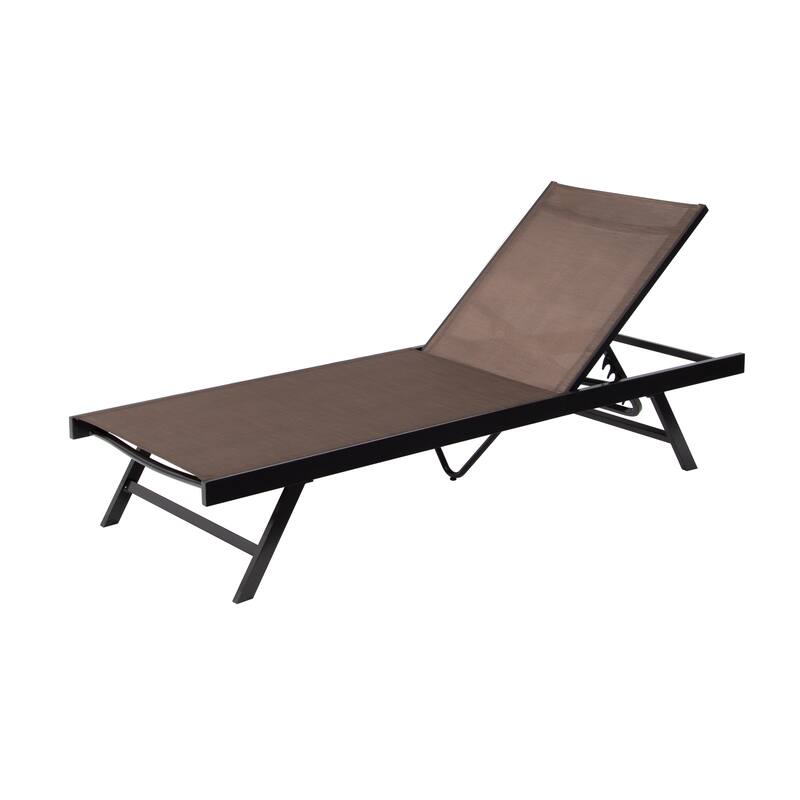 Outdoor Aluminum Adjustable Chaise Lounge Chair for Patio, Beach, Pool - 75.6" L * 25.4" W * 12.6" H
