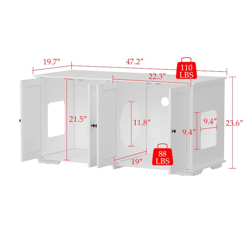 Double Pet Privacy Washroom Cat Litter Box Concealment Furniture