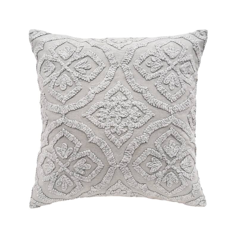 Ninny Floral Tufted Throw Pillow Collection - Grey