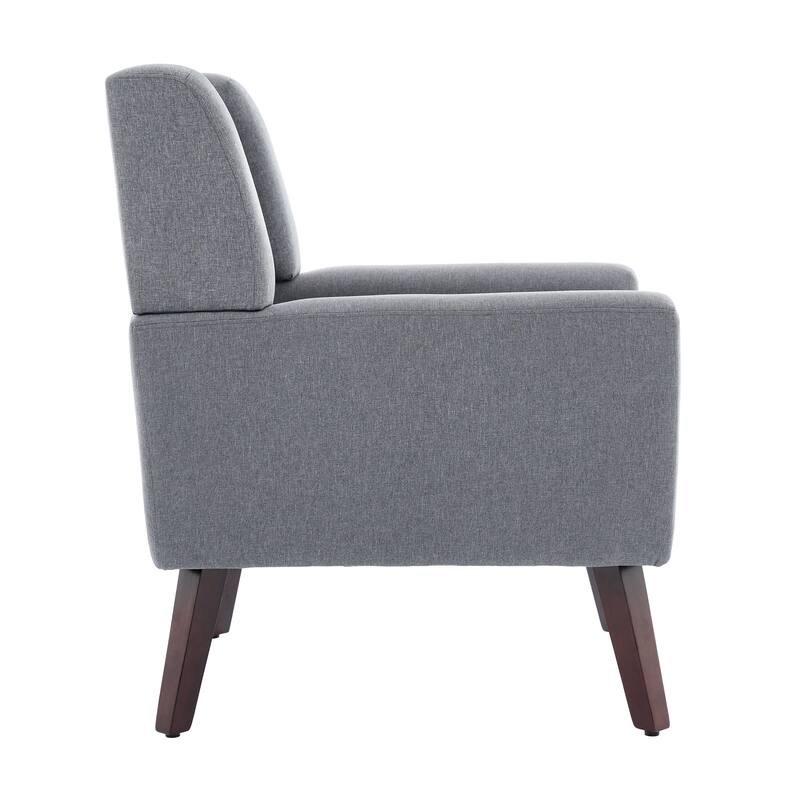 Modern Tufted Wingback Accent Chair Linen/Faux Leather/Velvet Armchair