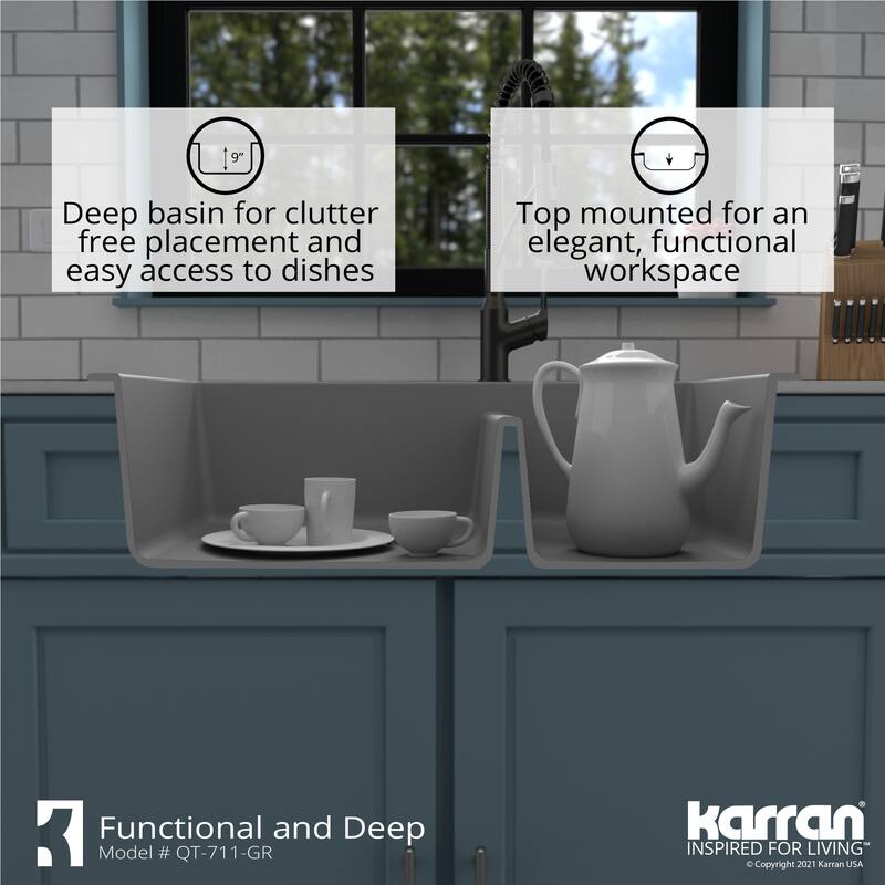 Karran Drop-In Quartz Double Bowl Kitchen Sink