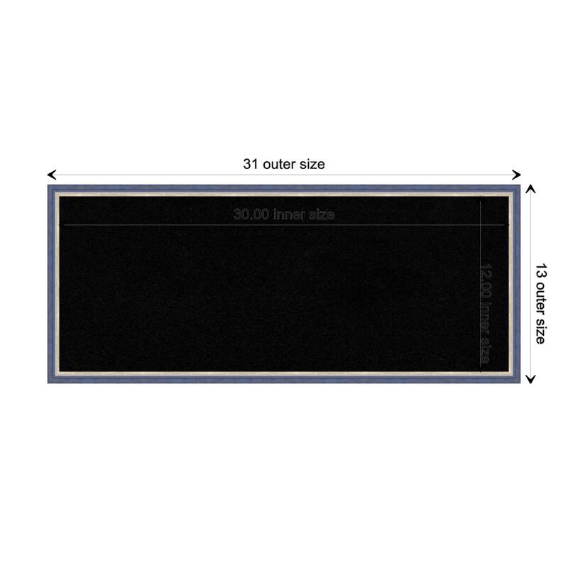 Theo Narrow Wood Framed Black Corkboard Bulletin Board - Theo Blue Narrow - Board Size 30x12