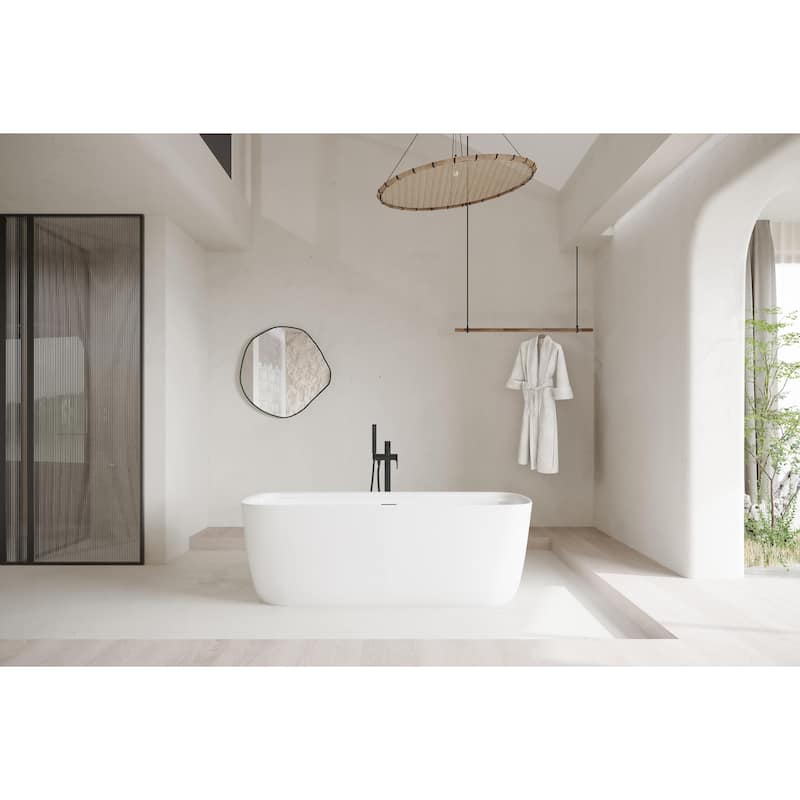 Chad Soaking Bathtub in Glossy White - Glossy White with Matte Black Trim - 24"