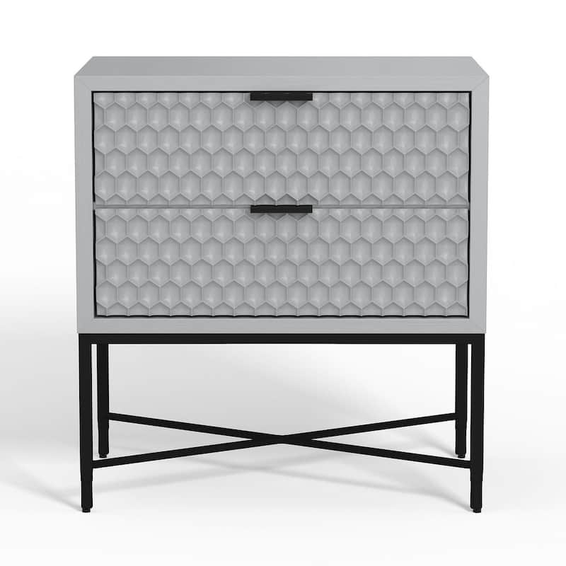 Origins by Alpine Milo 2 Drawer Nightstand in Light Slate Grey