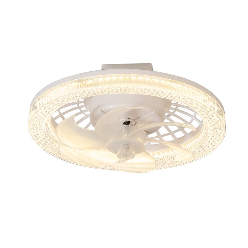 13-In Socket White LED Ceiling Fans with Lights and Remote
