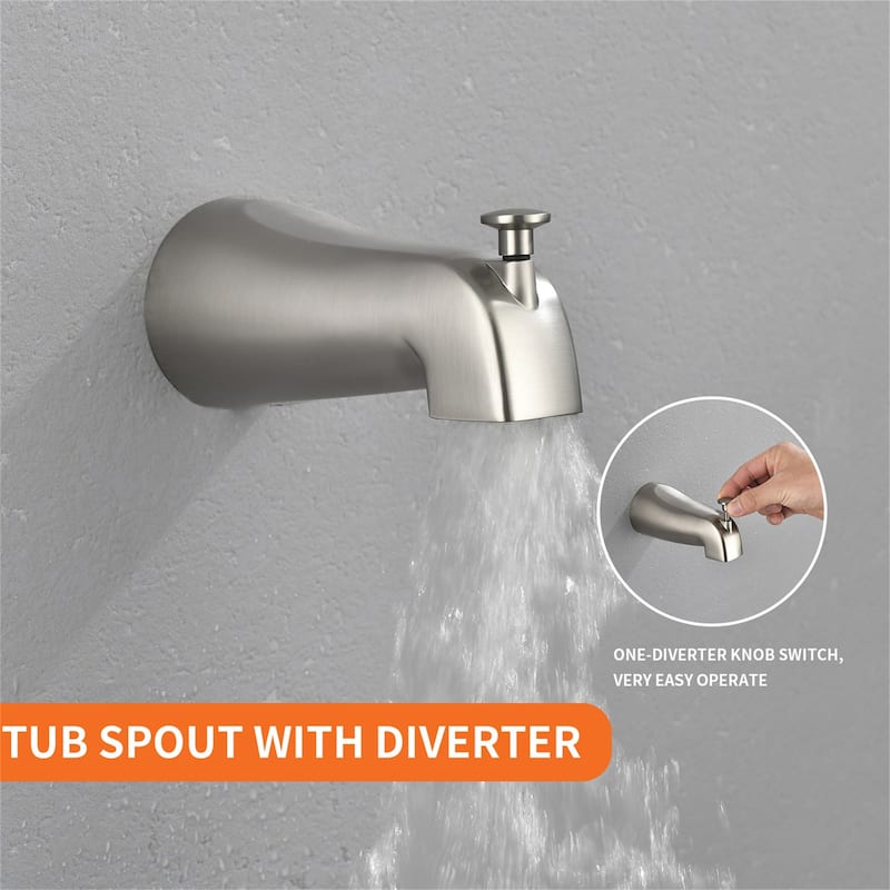 Wall Mount Tub and Shower Faucet Brushed Nickel Complete Pressure Balance Shower System Trim Kit Wth Rough-in Valve