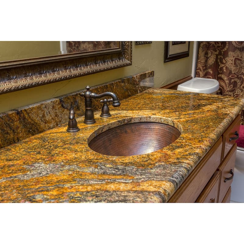 17-in Oval Under Counter Hammered Copper Bathroom Sink (LO17FDB)