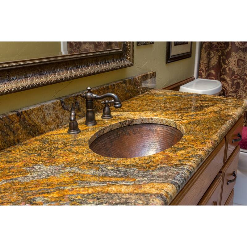19-in Oval Under Counter Hammered Copper Bathroom Sink (LO19FDB)
