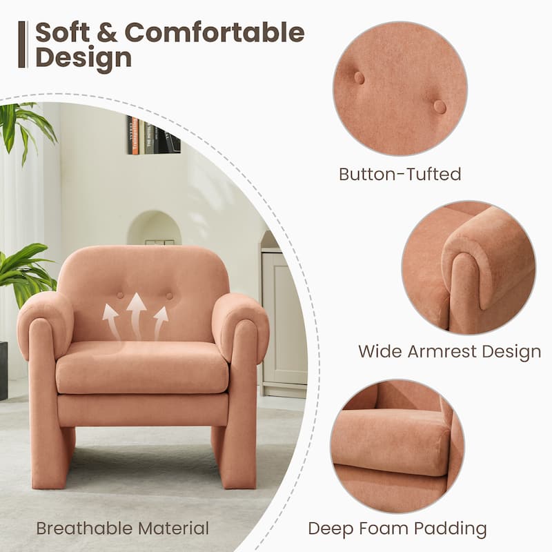 Modern Cloud Velvet Accent Chair with Removable Cushion for Living Room