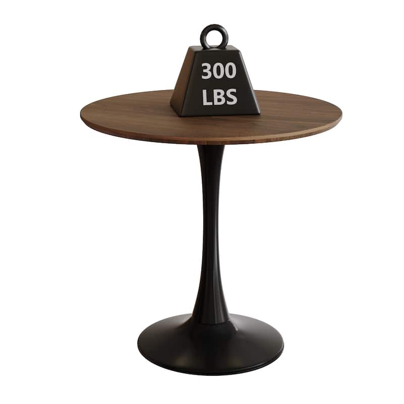 Walnut color Round Dining Table, 31.5" Tulip Table Kitchen Dining Table 2-4 People with MDF Table Top & Pedestal Base