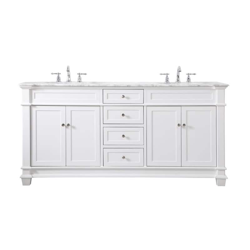 Elegant Lighting VF50072D Wesley 72" Free Standing Double Basin Vanity - White