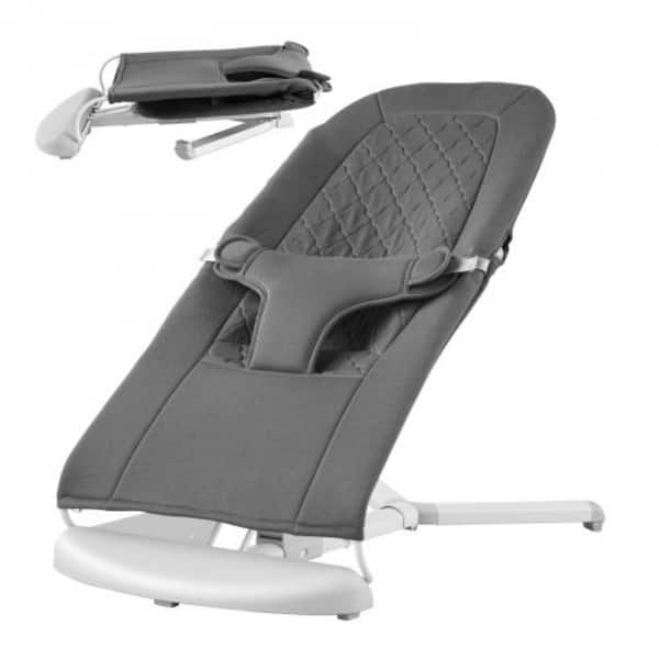 slide 2 of 10, Dark Gray Metal Baby Bouncer with 2 Angles and 3-Point Harness - 25.6” L x 16.1” W x 23.6” H Dark Grey