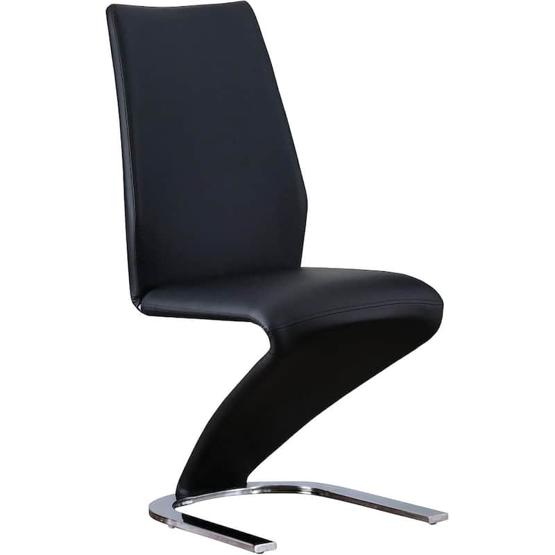 Contemporary Black Finish Z-Shaped Side Chairs Set