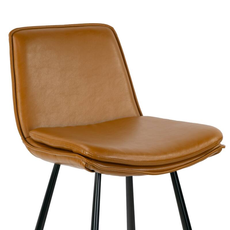 Set of 2 Avalyn Cappuccino Faux Leather Bar Stool with Metal Legs