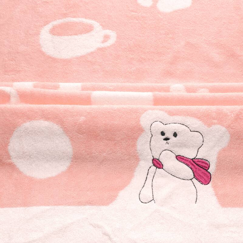 Cotton 2 Piece Bath Towel Set, Highly Absorbent and Quick Dry Cartoon Pattern Towels for Bathroom 28" x 56" - Pink_1