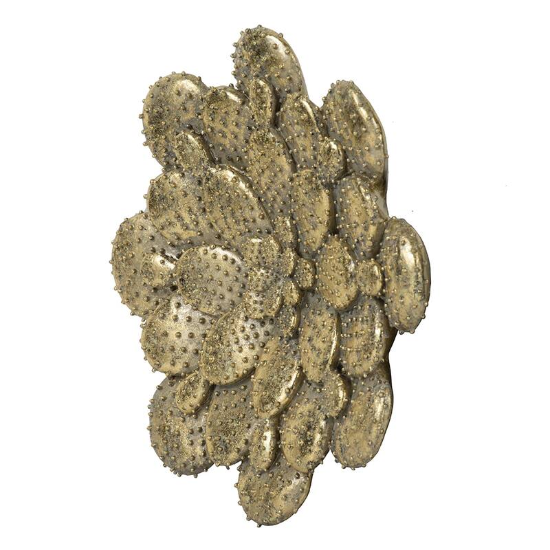 2-Piece, Modern Wall Decor Succulent Wall Plaque with Gold Finish, Suitable for Any Home and Office Space