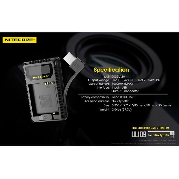Shop Nitecore Ul109 Dual Slot Usb Battery Charger For Leica D Lux