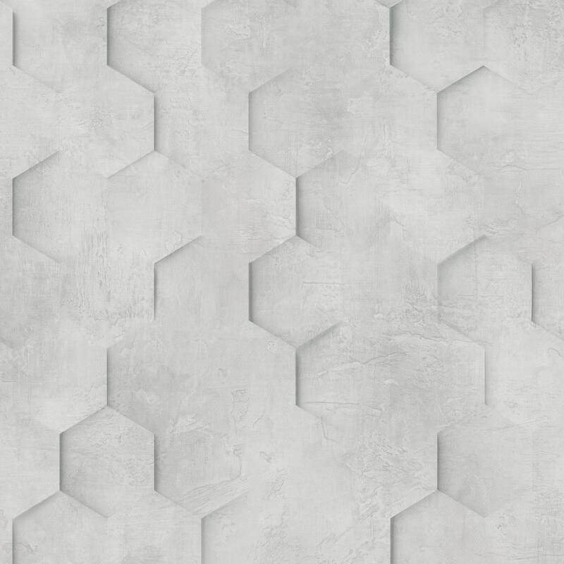 Galerie Wallcoverings The Loft Collection Geometric Hexagon Matte Finish Vinyl on Non-woven Wallpaper Roll - 33-feet long x 21-inches wide - Silver
