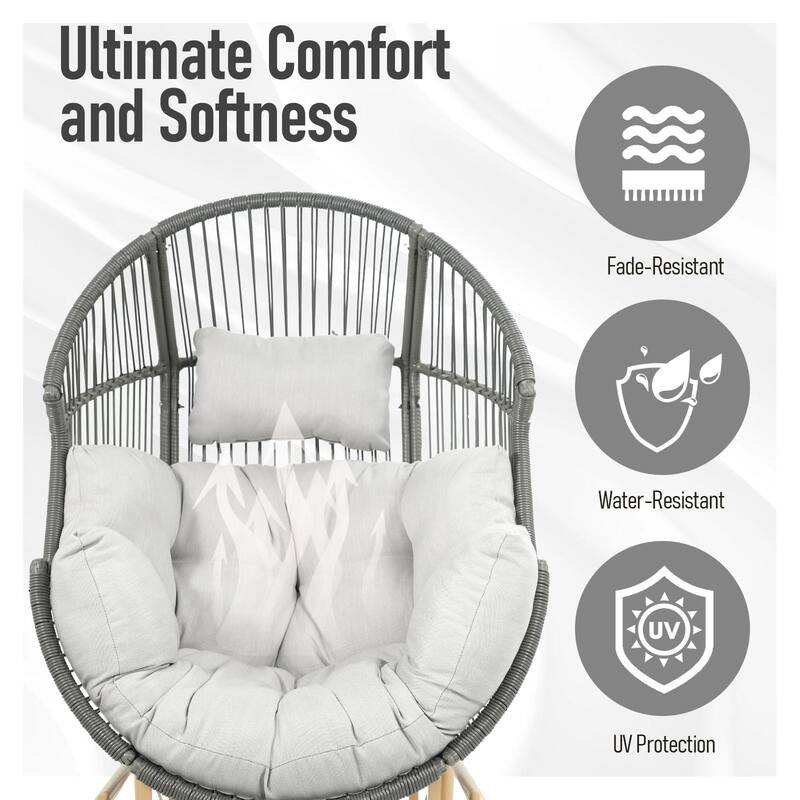 Outdoor Glider Egg Chair with Light Grey Cushion - Dark Grey