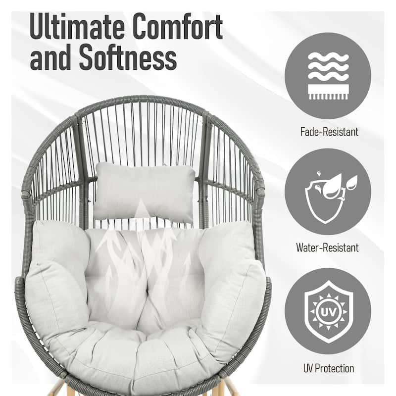Outdoor Patio Rocking Chair with Ottomans - Dark Grey