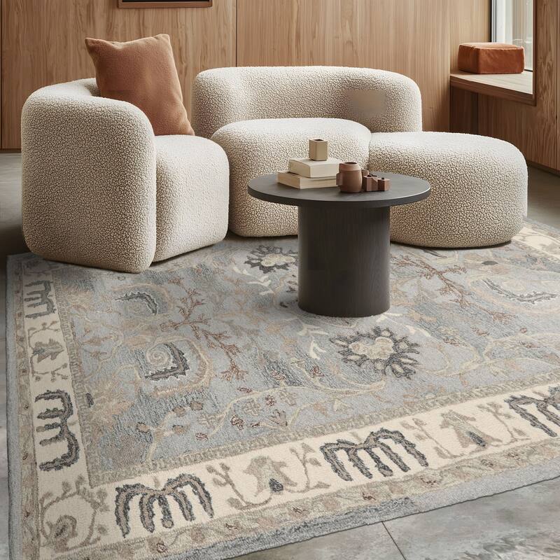 5'x8' Slate Arts & Crafts Wool Area Rug Handcrafted Transitional - Slate - 5'x8'