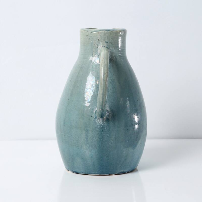 Approx. 9.5" H Vintage Style Blue-Green Pitcher (3.5" Opening)