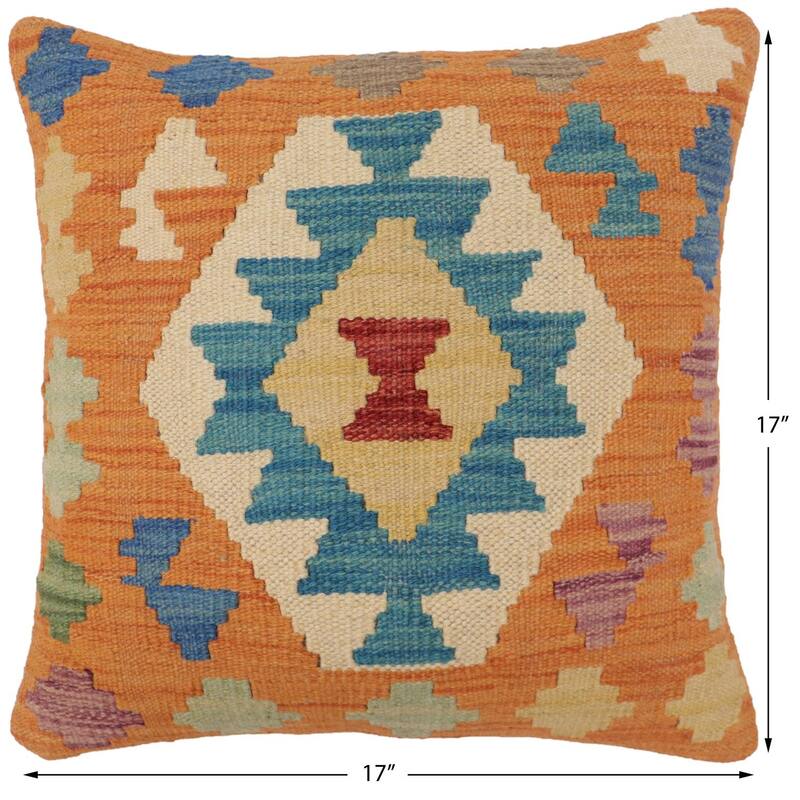 Rustic Powell Turkish Hand-Woven Kilim Pillow - 17" x 17"