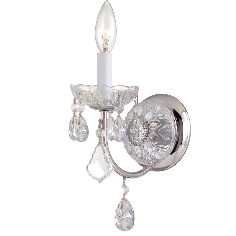 Imperial 1 Light Clear Crystal Chrome Sconce - 4.75'' W x 13.5'' H x 7'' D - 4.75'' W x 13.5'' H x 7'' D