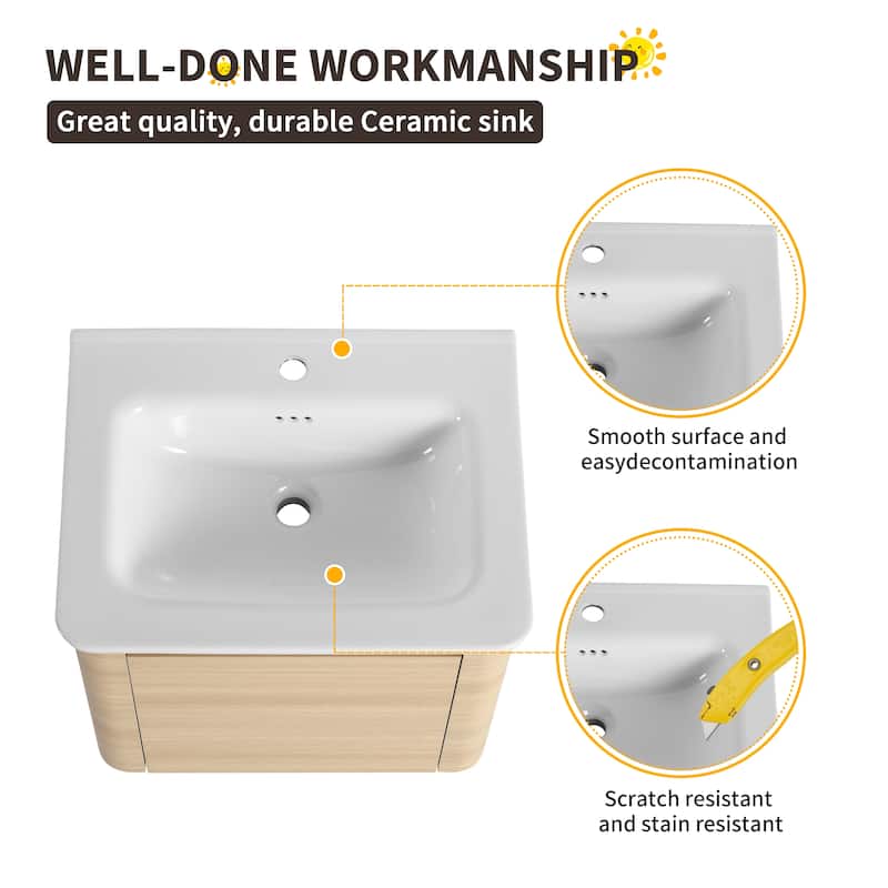 Beingnext 24''/28''/36''/40''/60''/68'' Floating Bathroom Vanity with Sink, Wall Mounted Bathroom Vanity with Soft Close Door