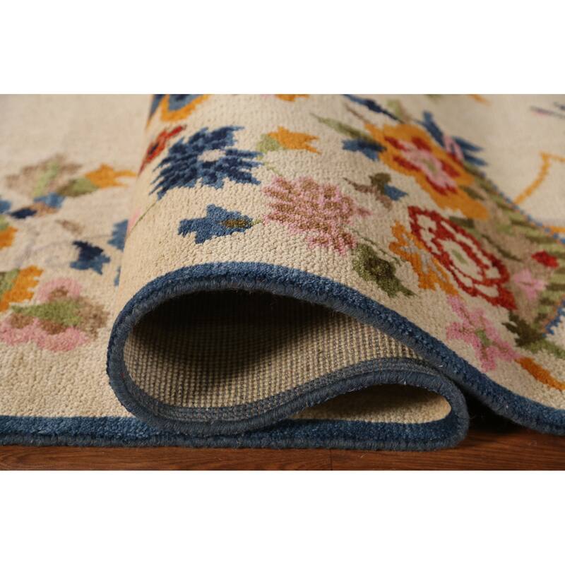Floral Heriz Serapi Indian Area Rug Handmade Wool Carpet - 7'9" x 9'9"