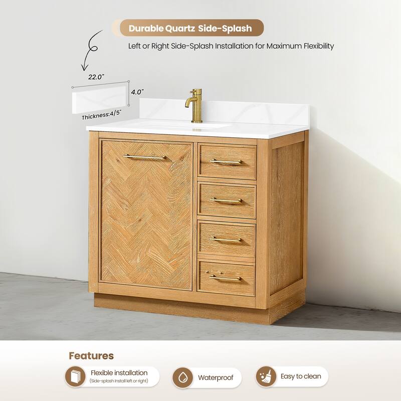 Jakarta Bath Vanity with Quartz Stone Top without Mirror