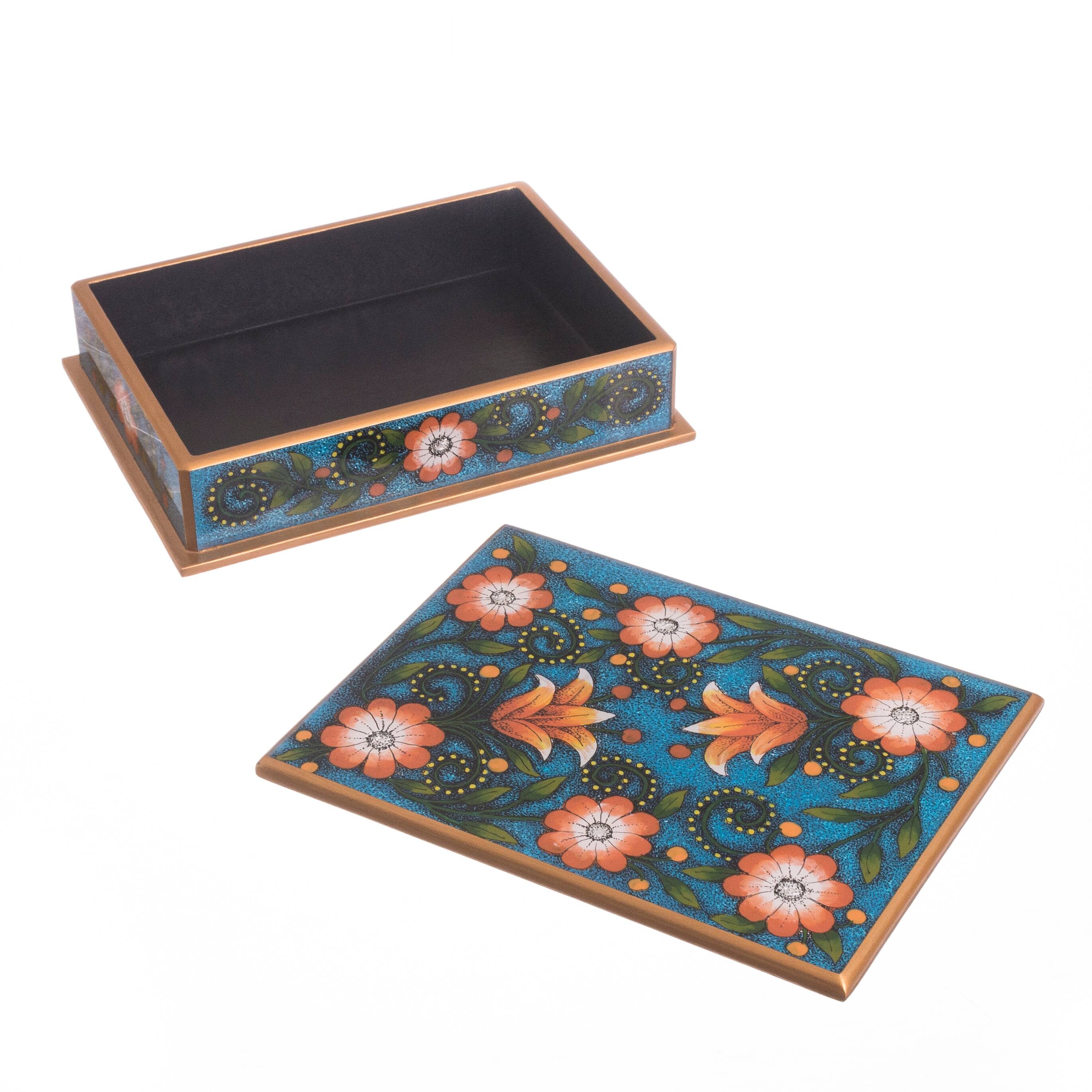 Novica Handmade Margarita Delight ReversePainted Glass Decorative Box