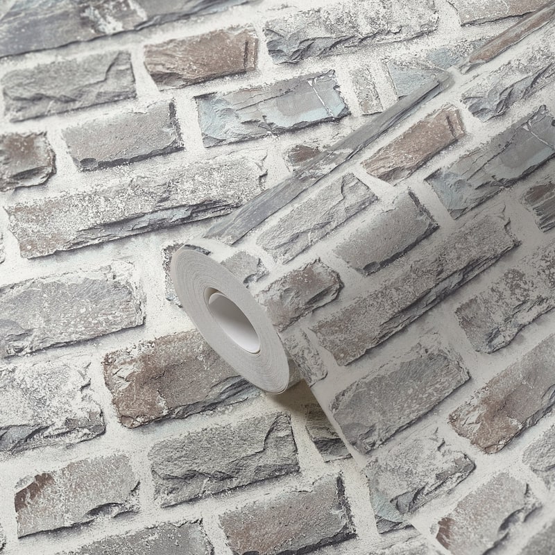 Galerie Wallcoverings Bricks and More Collection Stone Brick Matte Finish Vinyl on Non-woven Wallpaper Roll