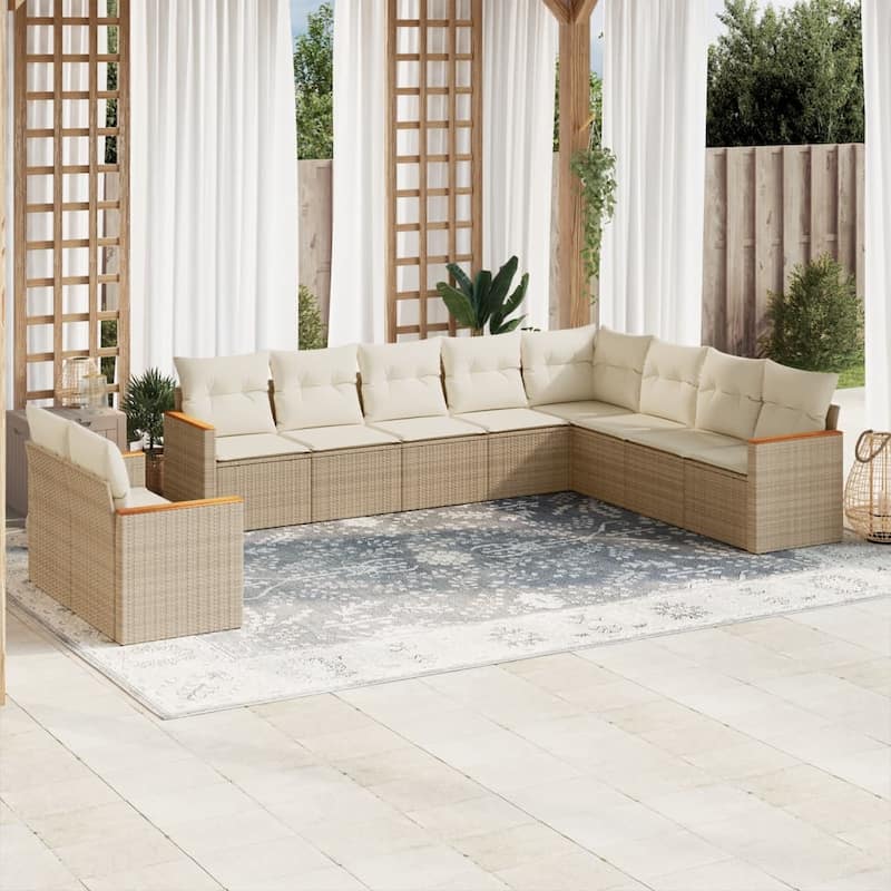 vidaXL Garden Sofa Set Black - Beige Large Without table