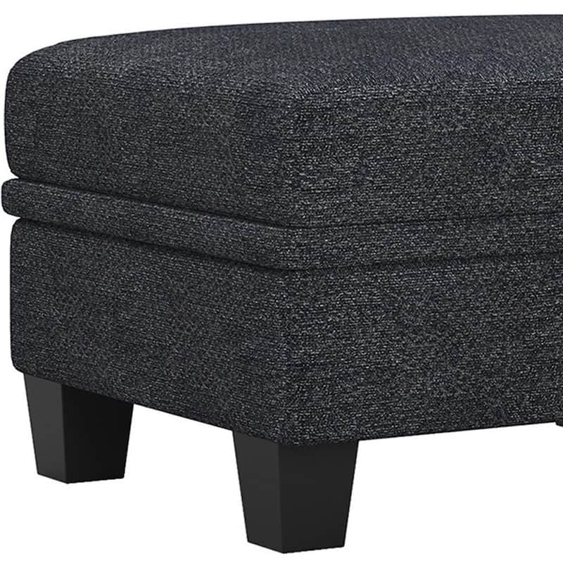 HomeRoots 29" Beige and Black Chenille Storage Ottoman