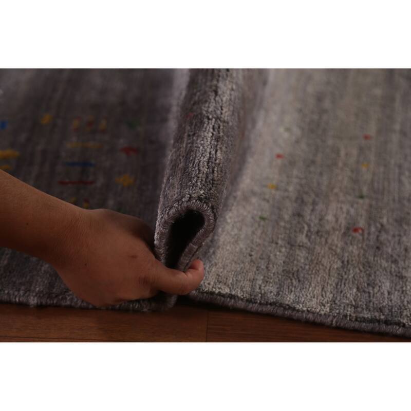 Gray Gabbeh Oriental Area Square Area Rug Handmade Silk Carpet - 9'11"x 10'7"