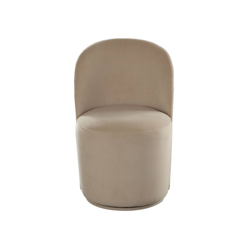 Accent Swivel Dining Chairs, Set of 2, Camel Brown Velvet, Contoured Back