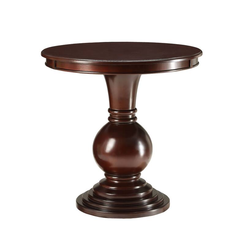 Wooden Accent Table with Ball Pedestal Base in Espresso Finish - Espresso - Wood