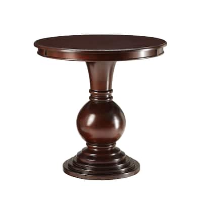 Wooden Accent Table with Ball Pedestal Base in Espresso Finish