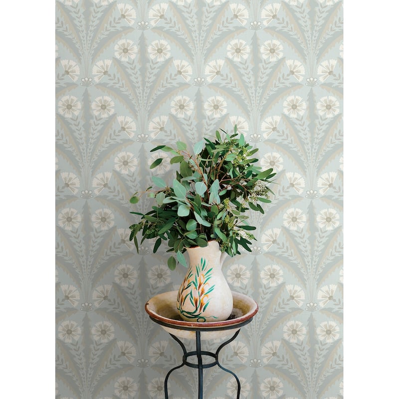 Chesapeake Tap Root Light Blue Floral Damask Wallpaper