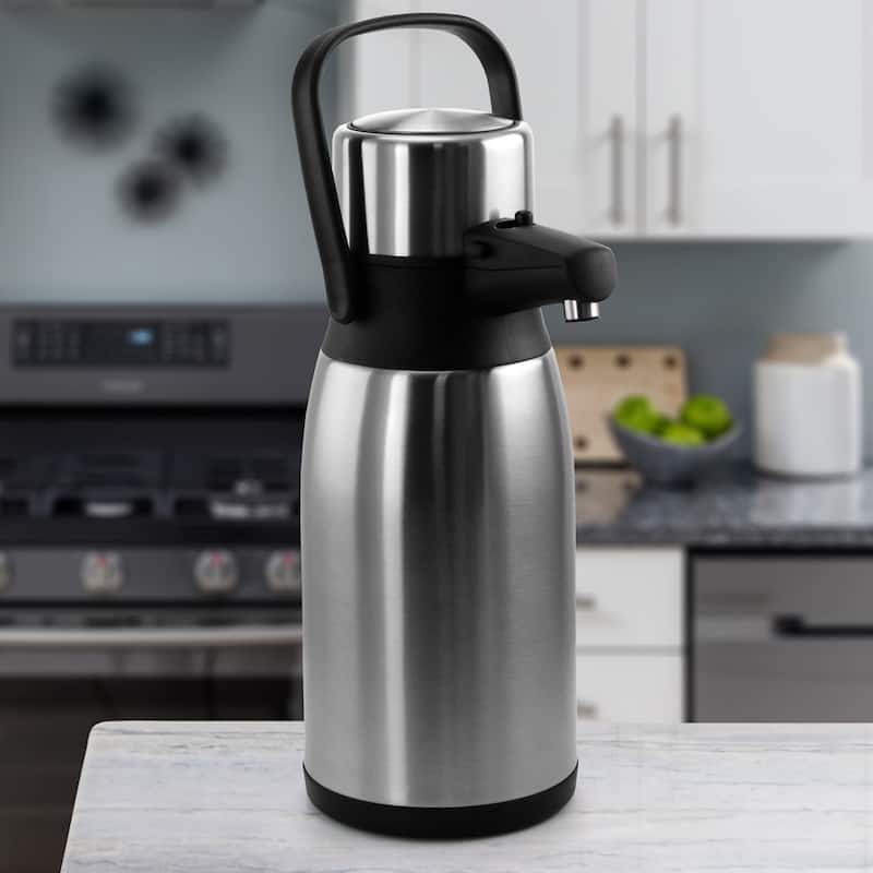 MegaChef 3 Quart Stainless Steel Airpot, Hot Water Dispenser for Coffee and Tea