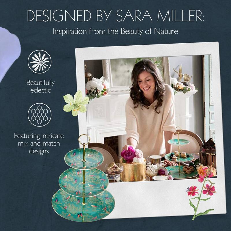 Portmeirion Sara Miller London Chelsea 3 Tier Cake Stand - 10.5", 8", 6"