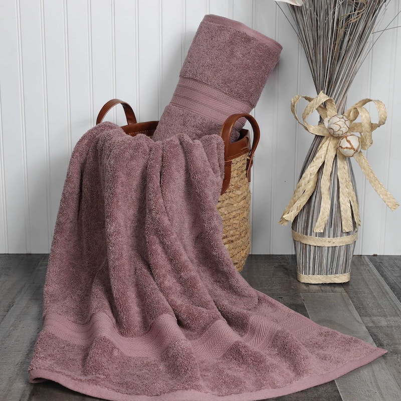 Superior Long Staple Combed Cotton Solid Bath Sheet - (Set of 2) - Grape Shake