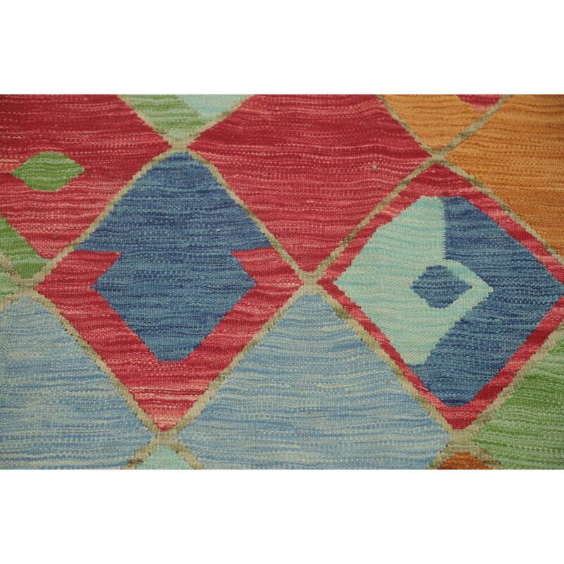 Hand Woven Oriental 100% Wool Carpet Southwestern Tribal Multi-Colored Kilim Area Rug - 6' 11'' X 4' 9''