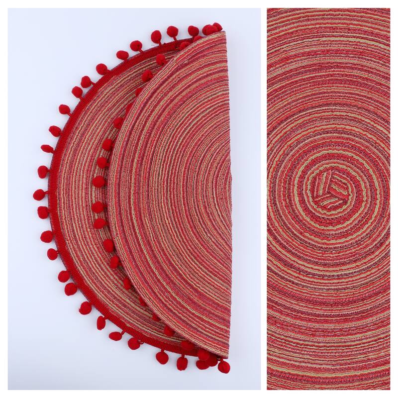 Placemats Set of 6 Polyester Placemats for Kitchen Dining Table Decor Heat Resistant Table Placemats Wipeable Table Mat - Red