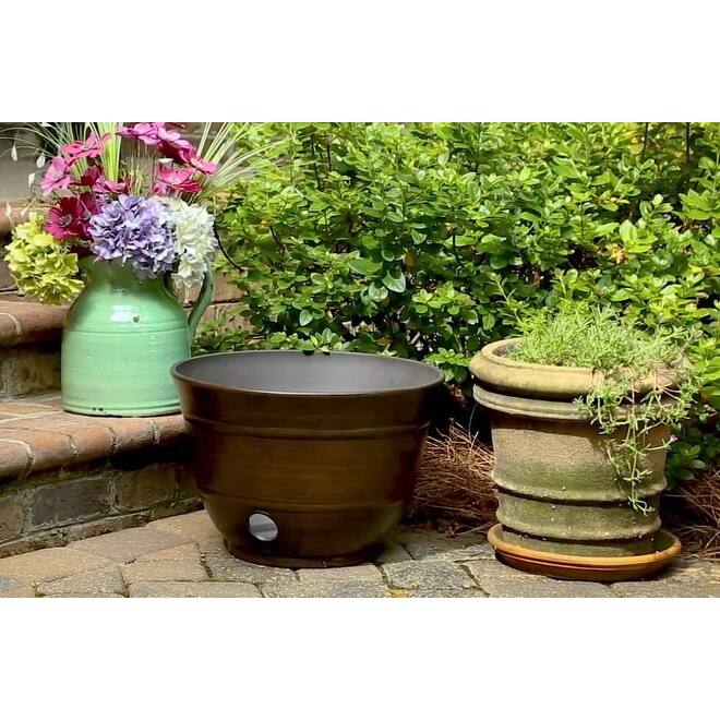 Liberty Garden LBG1924 Banded High Density Resin Hose Holder Pot with Drainage